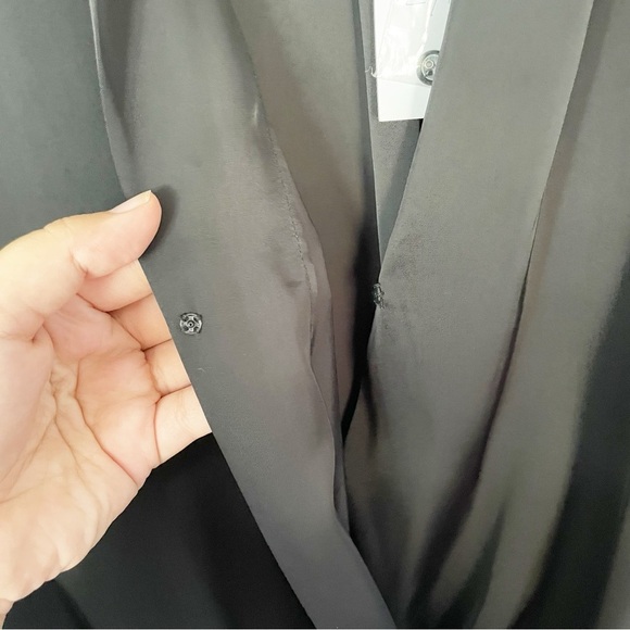 NWT L'Academie REVOLVE Black Long Sleeve Surplice Satin Bodysuit Size Small - Picture 6 of 10